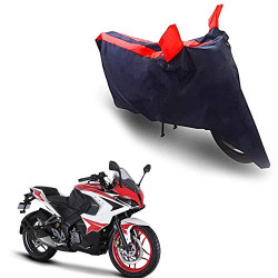 Oshotto Dust Proof Double Mirror Pocket Taffeta Bike Body Cover Compatible with Bajaj Pulsar RS 200 (Red, Blue)