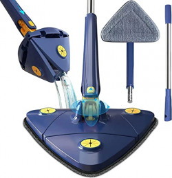 VYOOx 360 Rotatable Adjustable Triangle Cleaning Mop with Stainless Steel Long Handle Push-Pull Squeezing Cleaning Mop Dry & Wet Mop Floor Windows Ceiling