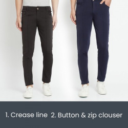 Sportzone Regular Fit Men Black, Blue Trousers
