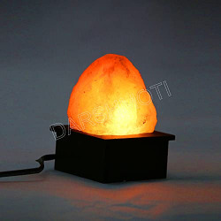 DARSHMOTI Natural Himalayan Rock Salt Table Lamp, 1kg-1.5kg Rock Salt Lamp with Wooden Stand for Vastu, Home Decor, Feng Shui, Healing, Peace and Harmony, Corporate Gifting, Orange, Pack of 1