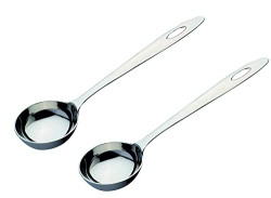 SignoraWare Kitchen Tools Stainless Steel(Food Grade) Heavy Gauge(1.5 MM) Prima Ladle/Karchi/Milk Ladle/Soup Ladle No.5 for Seving/Cooking/Pouring All Types of Gravies/Dal/Curries (Size 28 cm) Set/2