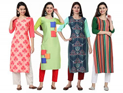 Sancom Women's Crepe Straight Kurta (248-239-291-234_Multi_4XL) Multicolour