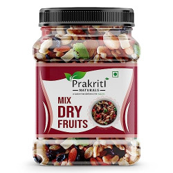 Prakriti Naturals Healthy Mix Dry Fruits (Almonds, Cashew, Green & Black Raisin, walnut, Apricot, cherry, kiwi, pineapple) Nuts and Dry Fruits (Jar pack) 500GM