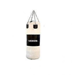 Venom White Color, Unfilled (Empty), 2.0 Feet Long, SRF ECONOMICAL Material Punching Bag/Kickboxing Bag/Takewondo Bag/Fitness Bag/Professional Training Bag with Hanging Chain