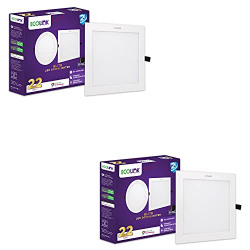 EcoLink Elite 22W SquareLED Ceiling Downlighter (Warm White,Pack of 2)