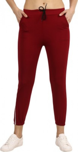 Pompous Slim Fit Women Maroon Trousers