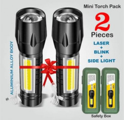 MHAX (Pack 2 ) Mini Rechargeable Pocket_Torch_Light_Zoom COB USB Led WaterProof Torch(Black, 3 cm, Rechargeable)