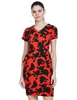Van Heusen Woman Women's a-line midi Dress (VWDR516D10579_Synthetic_Red_X-Small)