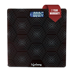 Lifelong LLWS18 Digital Weighing Scale|Glass Weighing Scale Machine|Electronic Bathroom Scales & Weight Machine for Home & Human Balance & Battery included (Black)
