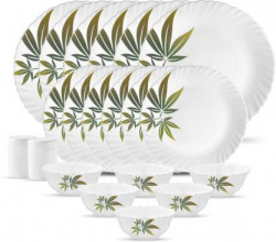 LAOPALA Pack of 20 Opalware trinity green Dinner Set(White, Microwave Safe)