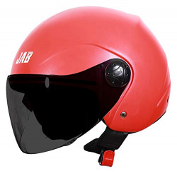 Steelbird SB-02 Classic Jab Open Face Helmet for Men and Women (Large 600 MM, Natural Red with Smoke Visor)
