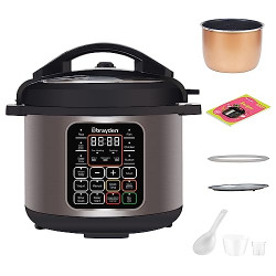 Brayden Marvo 11-in-1 Automatic Multi-Purpose Electric Pressure Cooker, 5L Non-Stick Cooking Pot, 15 Pre-set Indian Menus, 8Hrs Slow Cook Function, 24 Hrs Delay Timer (Steel Grey)