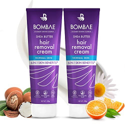 Bombae Shea Butter Hair Removal Cream For Women | Suitable For Sensitive Skin |No smell, no darkening, no drying| For Body, Legs, and Bikini Line with citrus aroma (Pack of 2)