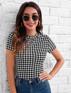 Casual Regular Sleeves Printed Women Black Top