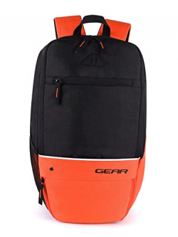 Gear Superior Xl 16L Samll Water Resistant School Bag/Casual Standard 4 Compartment Backpack/College Bag/Sports Bag With Shoe Compartment For Men/Women (Black-Orange)