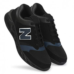 Leo Men Black- Blue Mesh Lace-up Sport-Shoes for Jogging & Cycling (Numeric_7)