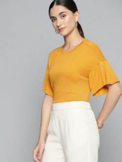 CHEMISTRY Casual Solid Women Yellow Top