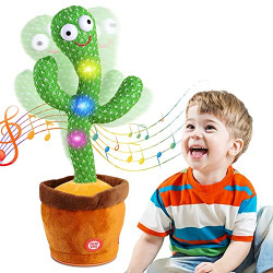 VE Talking Cactus for Boys Girls,Dancing Singing Talking Recording Mimic Repeating What You Say Cactus Toy with 120 English Songs Electronic Light Up Plush Cactus