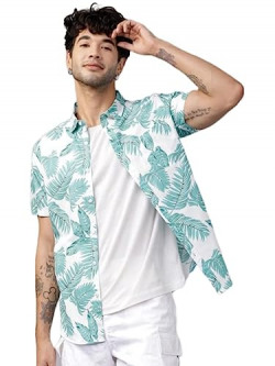 ANNI DESIGNER Men's Cotton Blend Digital Printed Stitched Half Sleeve Shirt (BWL White-NW3_XXL_White_XX-Large)
