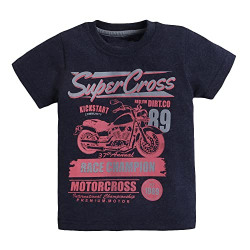 Hopscotch Boys Cotton Blend Graphic Print Short-Sleeve Tee in Navy Colour for Ages 3-4 Years (RKD-3964611)