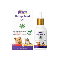 Petvit Hemp Seed Oil | Natural | Anti  Inflammatory & Skin Soother, for Topical & Oral Use | Vegan & Organic | for All Breed Dog & Cat  30ml