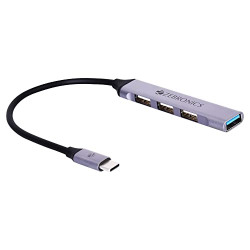 ZEBRONICS TA200U Type C to USB 3.0 4 Port hub with Hi Speed Data Transfer, Aluminum + ABS Body, 15cm Cable, Sleek Design and Plug Play Usage