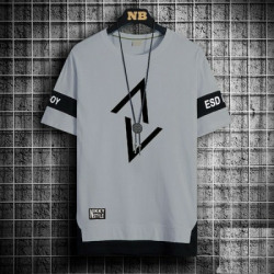NB NICKY BOY Printed Men Round Neck Grey T-Shirt