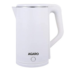 AGARO Elegant Electric Kettle, 1.8L, Double Layered Kettle, Stainless Steel Inner Body, Auto Shut Off, Boil Dry Protection, Portable, White