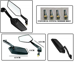 PA Fancy Small 5 Edge Rear View Mirror for TVS Apache RTR 160 (Pack of 2)
