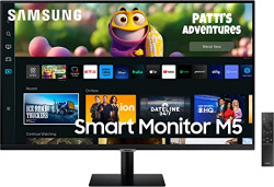 Samsung 27-inch(68.58cm) LCD M5 FHD Smart Monitor, Mouse & Keyboard Control, Smart TV apps, IoT Hub, Office 365, Apple Airplay, Dex, Speakers, Remote, Bluetooth (LS27CM500EWXXL, Black)