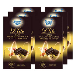 Sugar Free D'lite Hazelnut & Almonds Dark Chocolate Bar, 40g (Pack of 6)
