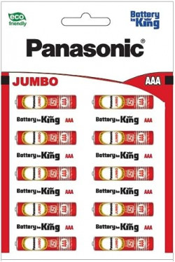 Panasonic Jumbo Zinc Carbon AAA Batteries Long Life Premium India'S First 100% Eco Friendly Battery,Pack of 10, Red
