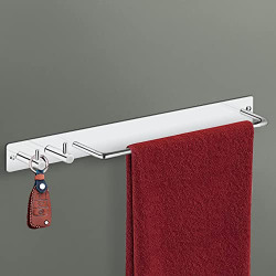 Primax Stainless Steel Towel Stand/Towel Rod with Hook for Bathroom/Hanger/Bathroom Accessories (Chrome)