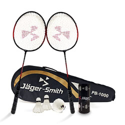 Jager-Smith PB 1000 Combo & Featherlite 2 (Pack of 3) Feather Shuttles with Steel Shaft & Full Body Cover
