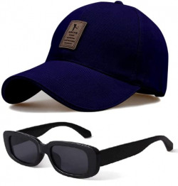 SELLORIA Brand A Soft Cotton Adjustable Unisex Cap Quick Drying Sun Protection for Men and Women (Freesize) Baseball Caps (Pack of 2) (Navy Blue)