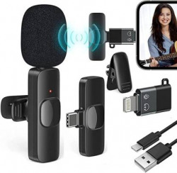 RYT 2.4GHz Wireless Collar Mic iPhone/ipad & Type C Supported, Mic with Receiver YouTube, Recording Vlogging, Plug and Play, Noise Reduction, No Bluetooth Needed(Black)