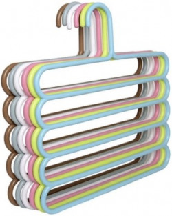Flipkart SmartBuy Multi-Tier Medium Size Clothes & Accessories Hanging Organizer (Multicolor) ( SET OF 5) Plastic Saree Pack of 5 Hangers For  Saree(Multicolor)