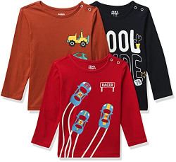 Amazon Brand - Jam & Honey Baby-Boy's Regular Fit T-Shirt (BTEEPO3-FS-A_Multi 4 3 6 Months)