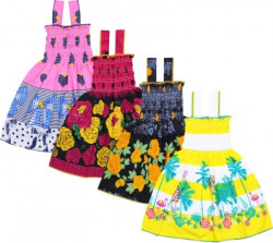 Luke and Lilly Girls Midi/Knee Length Casual Dress(Multicolor, Sleeveless)