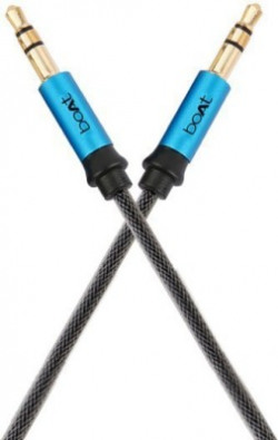 boAt AUX Cable 1.5 m AUX 500(Compatible with Premium Stereo Devices, Blue, Grey, One Cable)