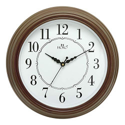HORO (Imported - 12 "Inch Wall Clock - Number Dial/Crystal Glass  30x30x5Cms (Step Movement - Mehndi Plastic Case)