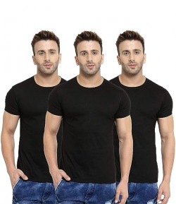 Scott International Men's Regular Fit T-Shirt (Pack of 3) (SS20-3RN-3BL-L_Black_Large)