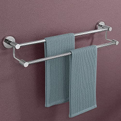Primax Stainless Steel Towel Rod/Towel Rack for Bathroom/Towel Bar/Hanger/Stand/Bathroom Accessories (24 Inch - Chrome Finish) - Pack of 2