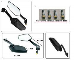 Aow Attractive Offer World Fancy Small 5 Edge Rear View Mirror For Honda CB Shine SP (Pack Of 2)