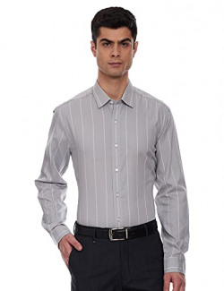 Arrow Men's Striped Slim Shirt (ANZSH0114_Light Grey 42)