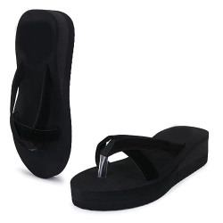 Duosoft 22-Black House Slipper for Care Dr Orthopaedic Super Comfort Fitting Flat Cushion Chappal Flip-Flop for Women_6Starts@153