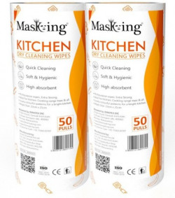 MasKing Kitchen Dry Cleaning Wipes, Tissue, Towel Roll Reusable Washable Super Absorbent Multipurpose Cleaning tissue in Green Pack of 2(1 Ply, 100 Sheets)