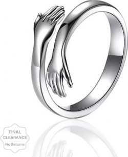 Aadishree Crystal Silver Alloy Hug Ring for men women boys girls Alloy Ring Set Stainless Steel Sterling Silver Plated Ring