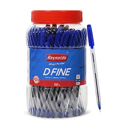 Reynolds DFINE Ball Pen SET - 50 BLUE PENS WITH COMFORTABLE GRIP |BLUE BALL PENS FOR WRITING | PEN FOR STUDENTS & OFFICE STATIONERY | 0.7 mm TIP SIZE