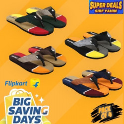 Footup 4 Pairs|EVA|Ultralightweight|Premium|Comfort|All Seasons Trendy|Slippers for Men Slippers(Multicolor 9)